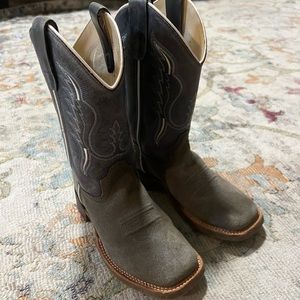 Real leather toddler cowboy boots - Old west broad square toe boot